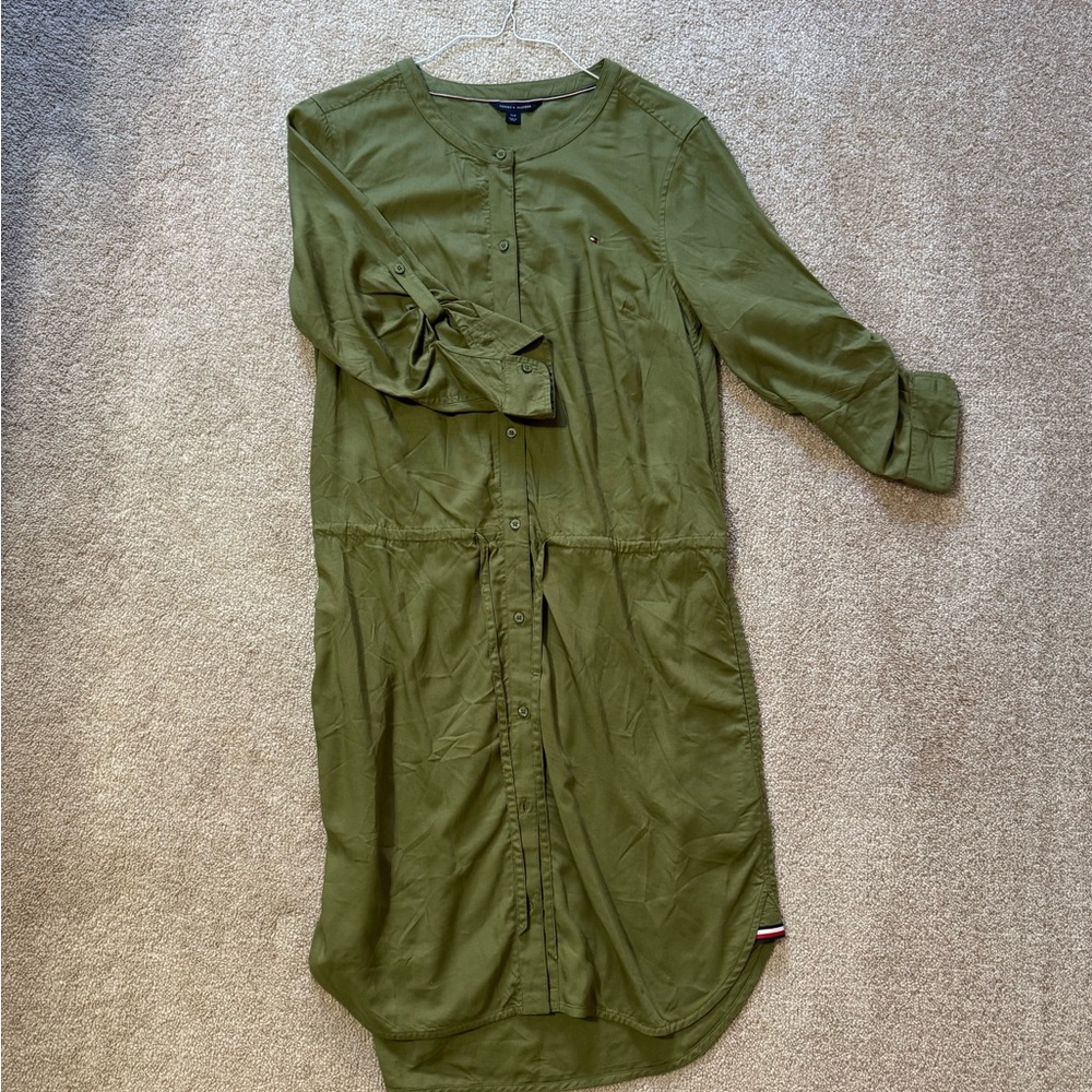 Tommy Hilfiger Olive 3 quarter length Sleeve shirt dress
